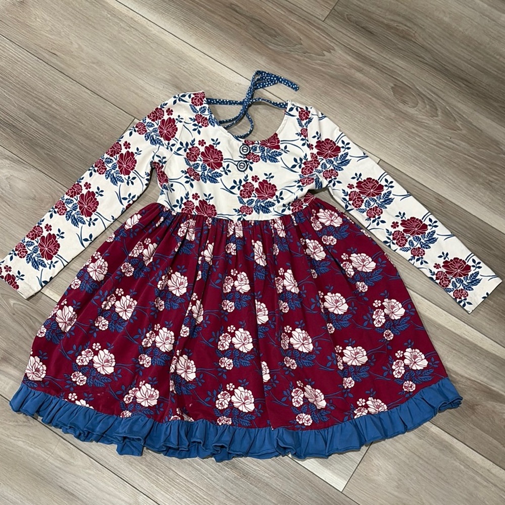Wildflowers Red and Blue Ruffled Tiered Sundress